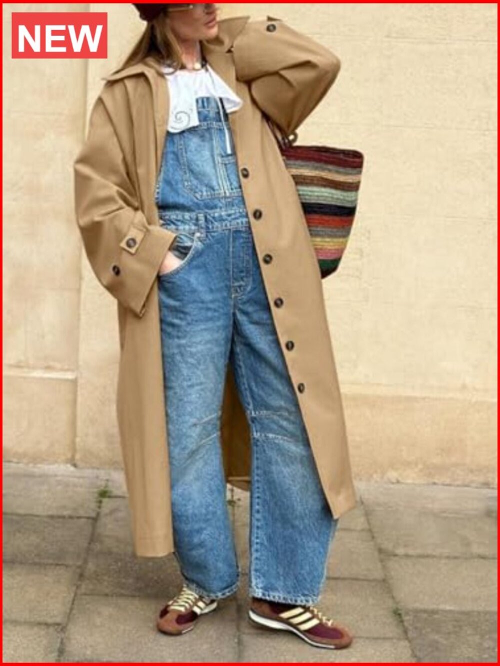 Womens Long Trench Coat Single Breasted Oversized Windproof Classic Lapel Fall - Picture 3 of 7